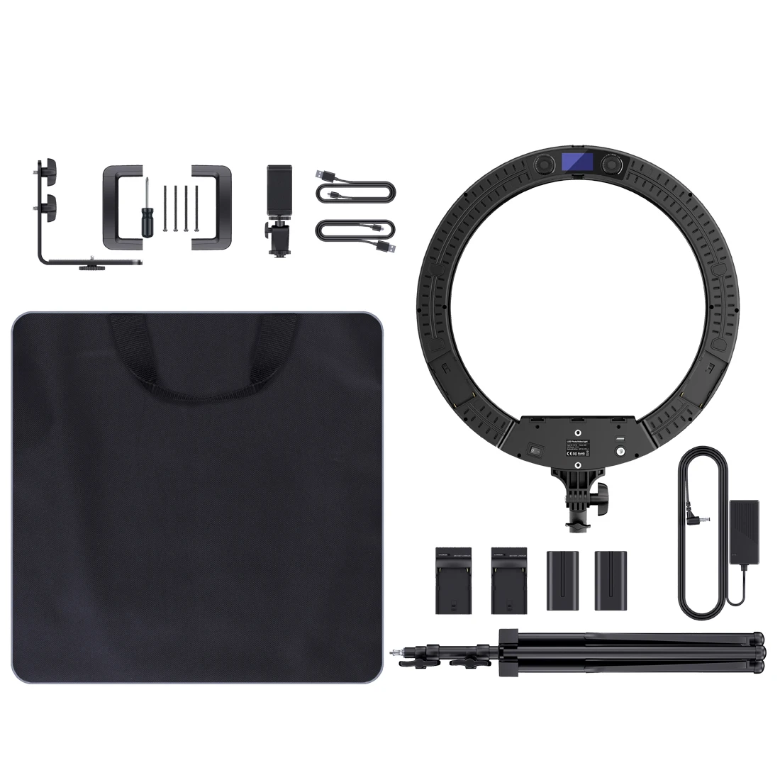 Tolifo 19 inch 60W Photo Studio Portable Photography RGB Ringlight LED Video Light with tripod stand