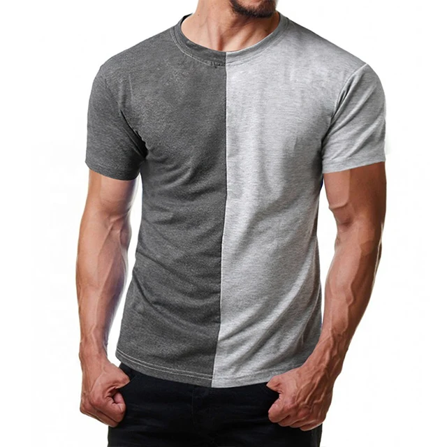 Custom Mens Split Two Tone Color Block Half Black Half White T Shirt ...