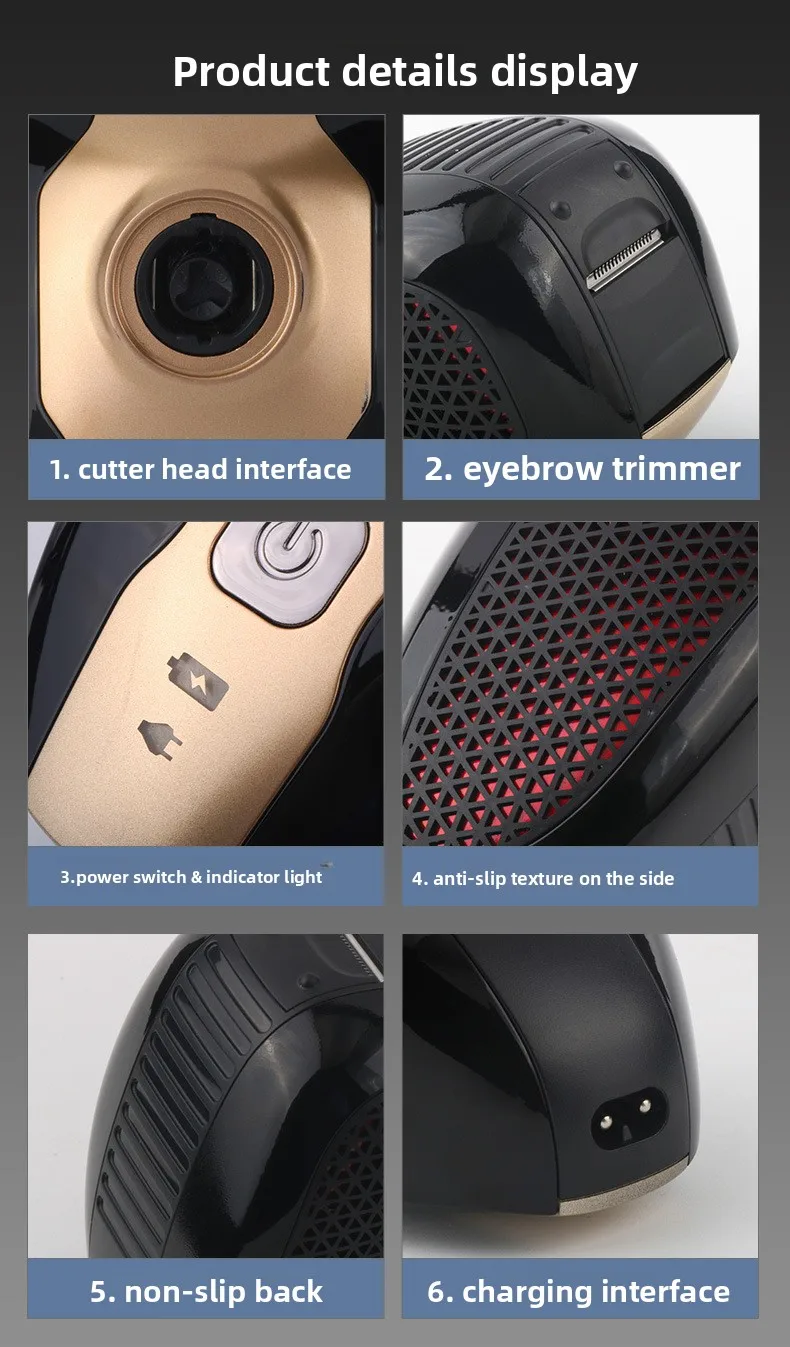 Custom 5-Blade USB Electric Shaver Bald Machine Washable Multifunction 5 in 1 LED Display Household Electric Shaver