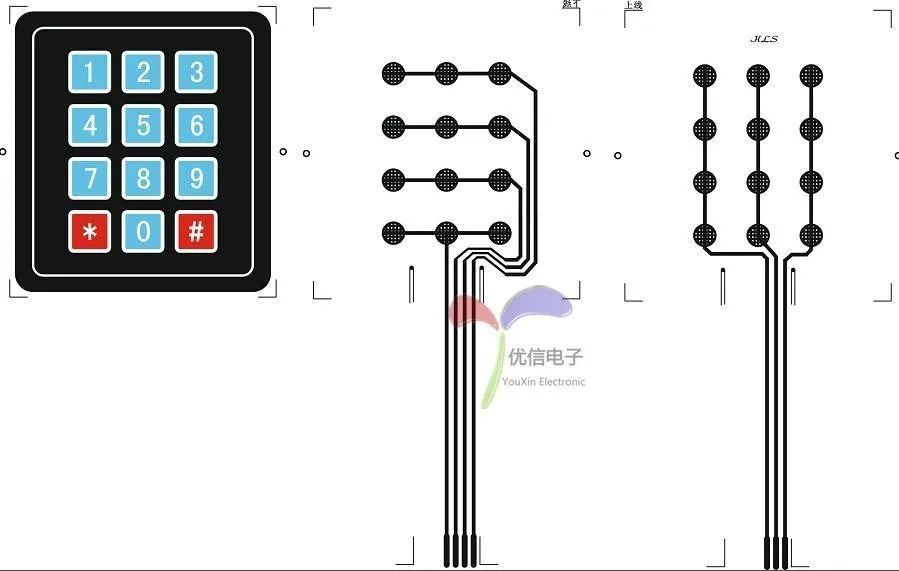 4x3 Matrix Array 12 Key Membrane Switch Keypad Keyboard 34 Control Panel Microprocessor 