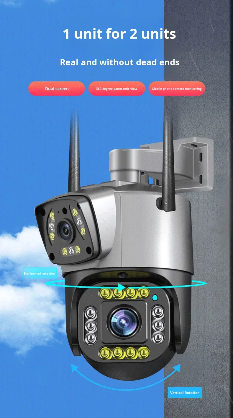 V380pro App 8MP HD Smart Ai Tracking Camera Dural Lens Wireless 4g 360 Mobile Remote Viewing Outdoor Waterproof Security Monitor