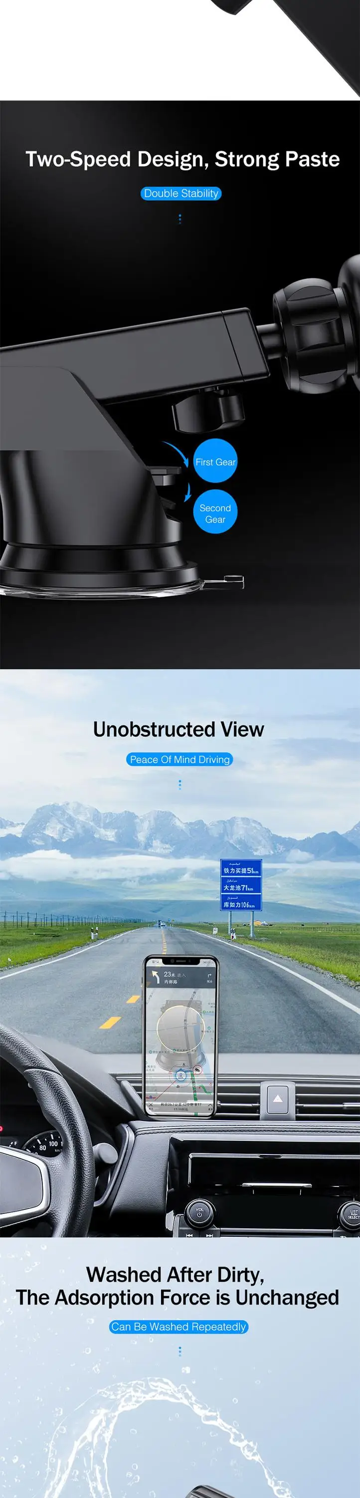 EONLINE Suction cup Car phone Holder Car Barcket telescopic Mount For iPhone 8 X XS Max Samsung Xiaomi Mobile Phone Holder Stand