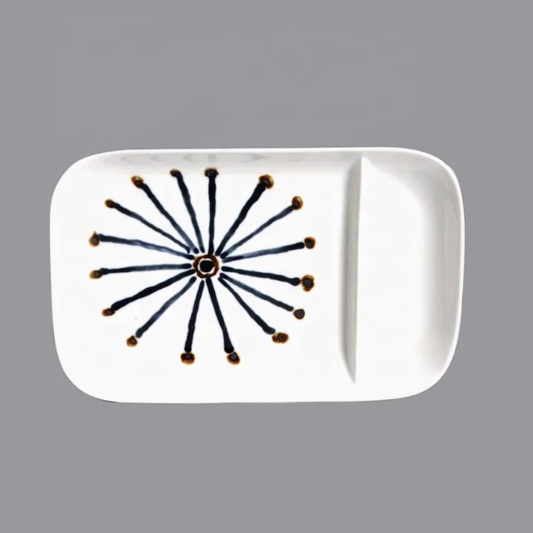 ceramic divided plate blue