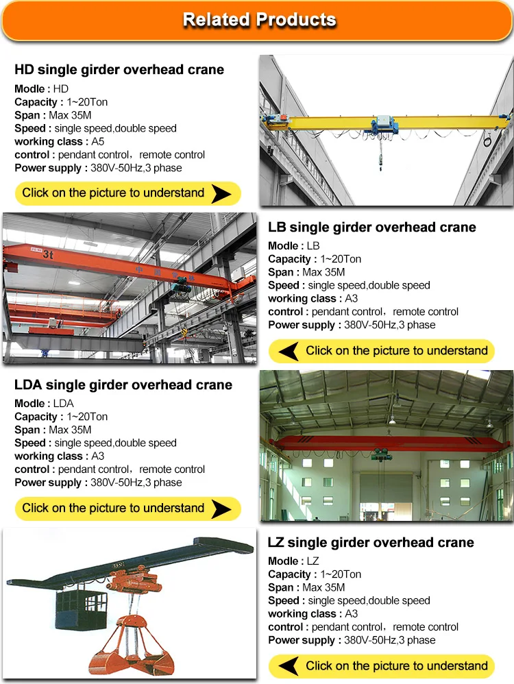 10 ton monorail hoist crane single girder bridge crane price