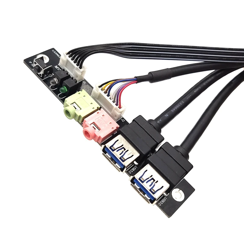 Side-by-side comparison of USB 3.0 front panel modules: single-port, dual-port, and multi-hub variants
