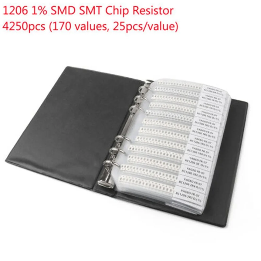 170 valores 8500pcs 1206 Smd Smt Resistor 5/% muestra Libro Surtido Kit