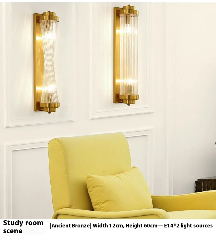 product european style luxury led wall lamp modern glass body with iron and brass for indoor home or hotel decoration-2