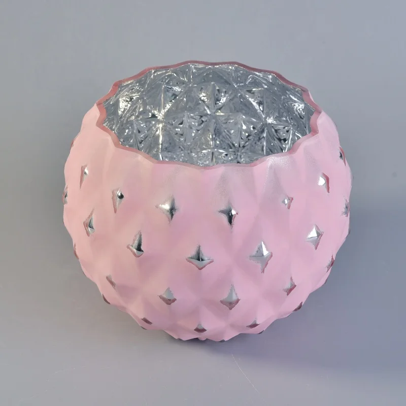 Spraying candle container round glass candle vessel