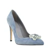 footwear wholesaler blue sky azure crystal high heels shoes women size 44