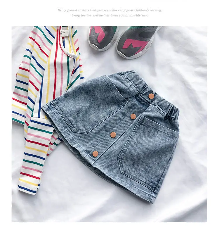 2020 Baby Girls Jean Skirts Toddler Girls Skirt Baby Clothes Summer Pocket Denim Skirt Dress For