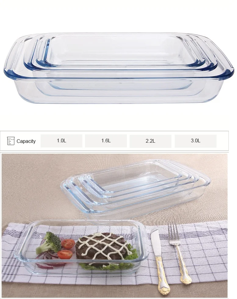 High Borosilicate Glass Rectangle Bakeware Set With Pp Lid And Bag ...