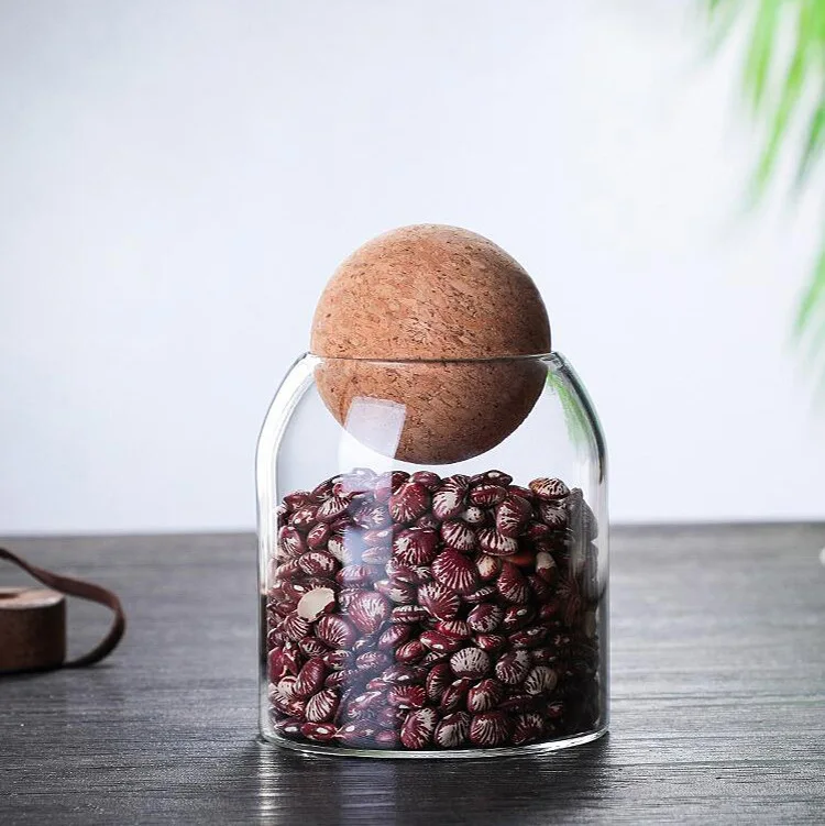 Glass Jars for storage Jars with cork wood lid borosilicate glass canister