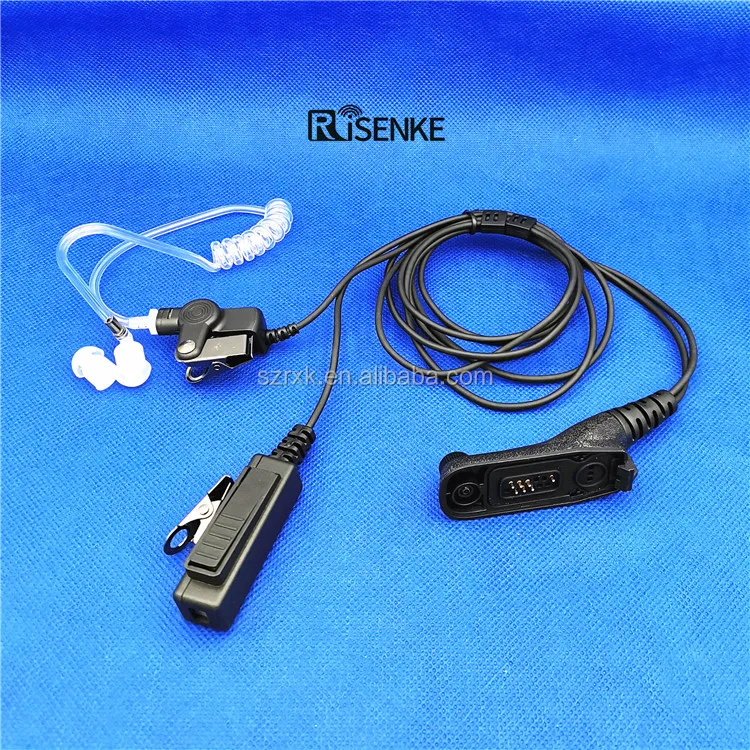 risenke acoustic tube earpiece headset mic ptt for motorola