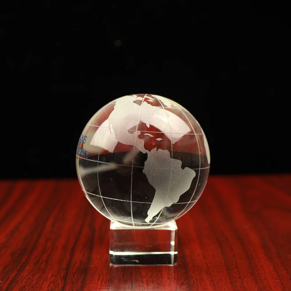 Small Crystal Globe With Base Wedding Glass Earth World Map Sphere