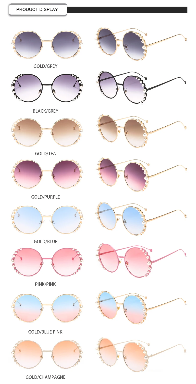Designer Logo 2019 Photochromic Pearl Women Round Sunglasses