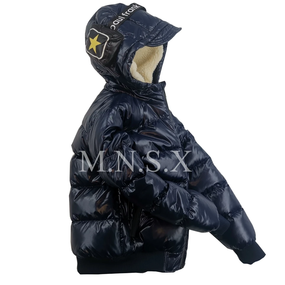 Odm Custom Fashion Boy's Monkey Jacket With Hood Kid's Shiny Puffer