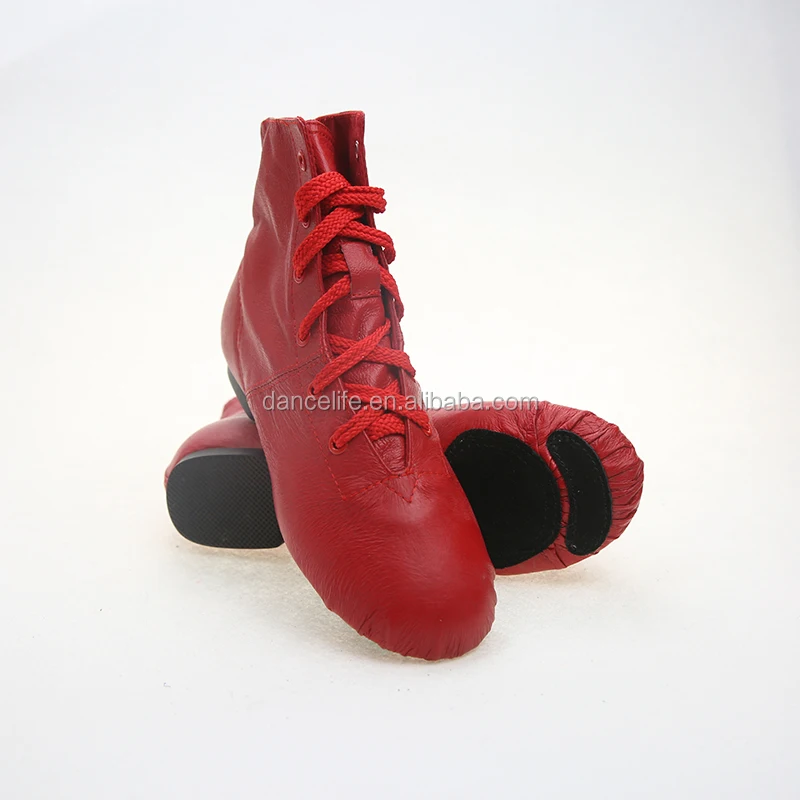 S5216 Leather Jazz Boot Red Rain Jazz Dance Shoes Wholesale Red Jazz