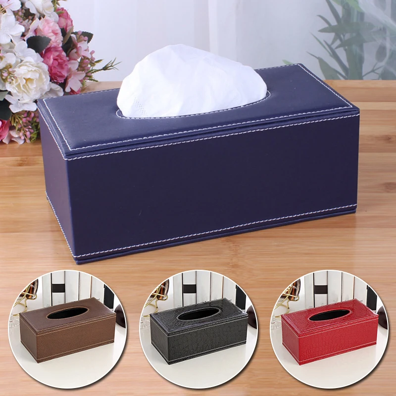 Pu Leather Tissue Box Paper Holder Rectangular Tissue Paper Napkin Box