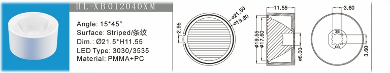 led wall washer lens match 3030/3535 for oval light