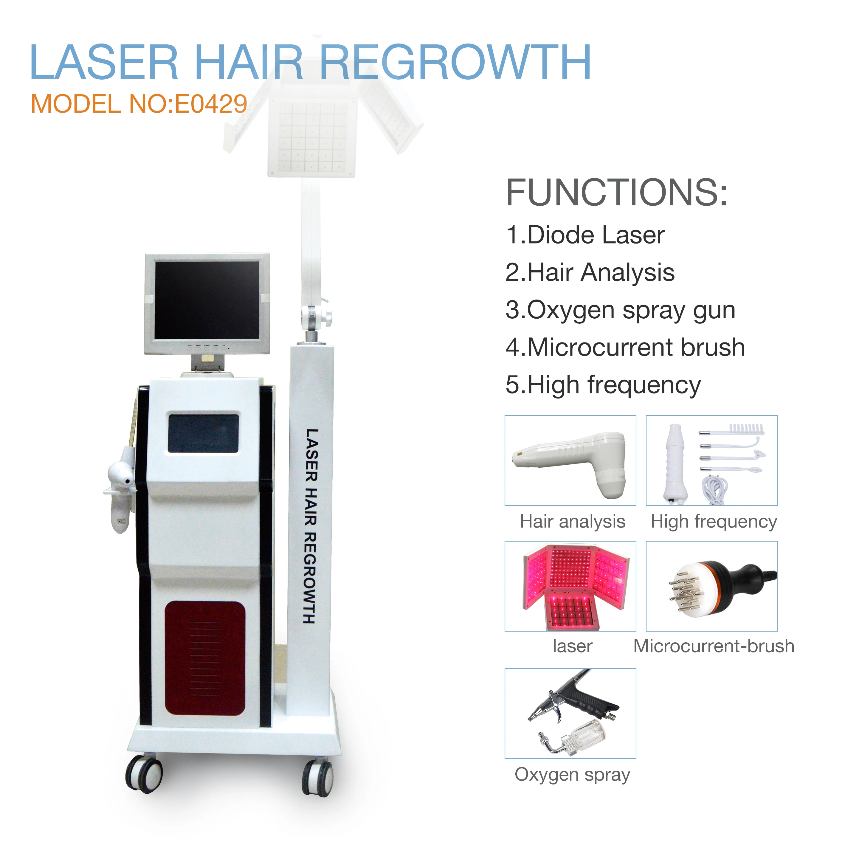2020 Newest 650nm Diode Laser Hair Growth Machine Beauty Hair Loss ...