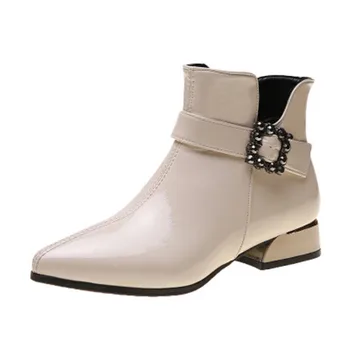 womens leather ankle boots low heel