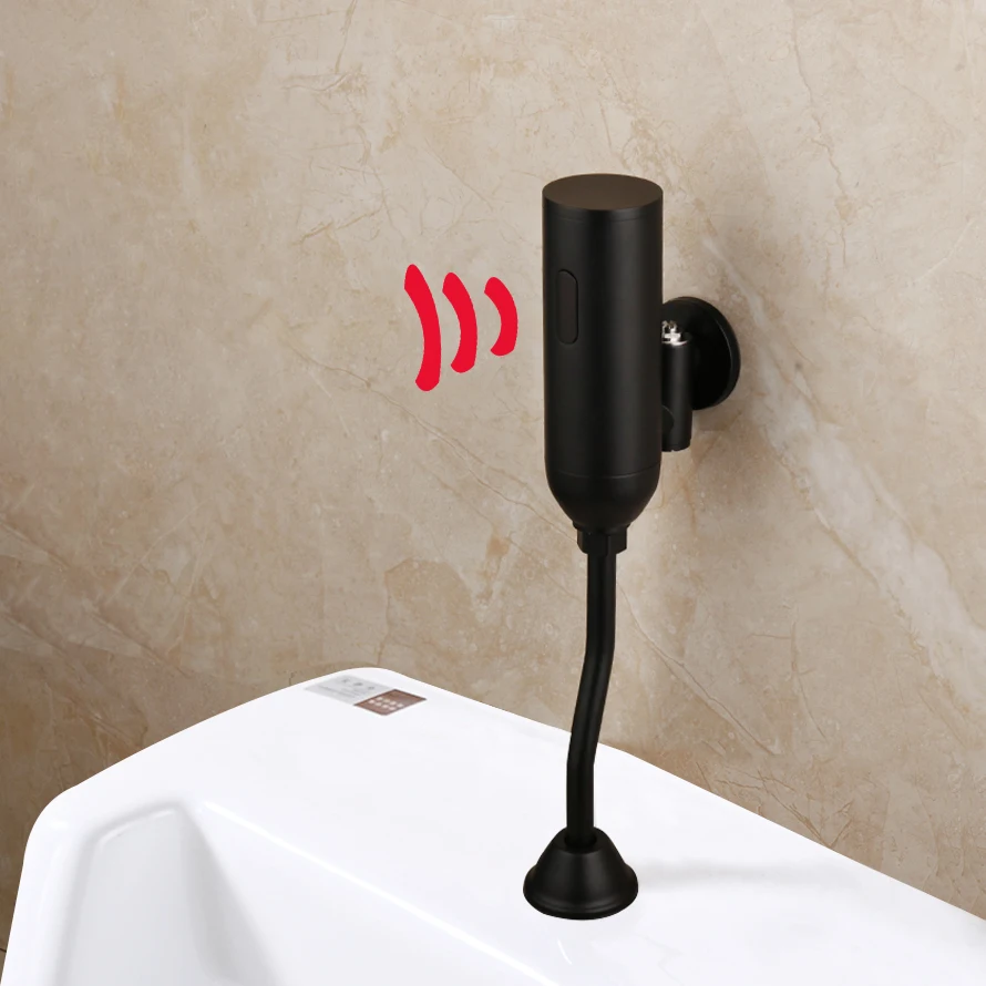 Toilet Automatic Flush Valve Sensor Black Urinal Wall Mounted Touch Faucet Bathroom Toilet Automatic Flush