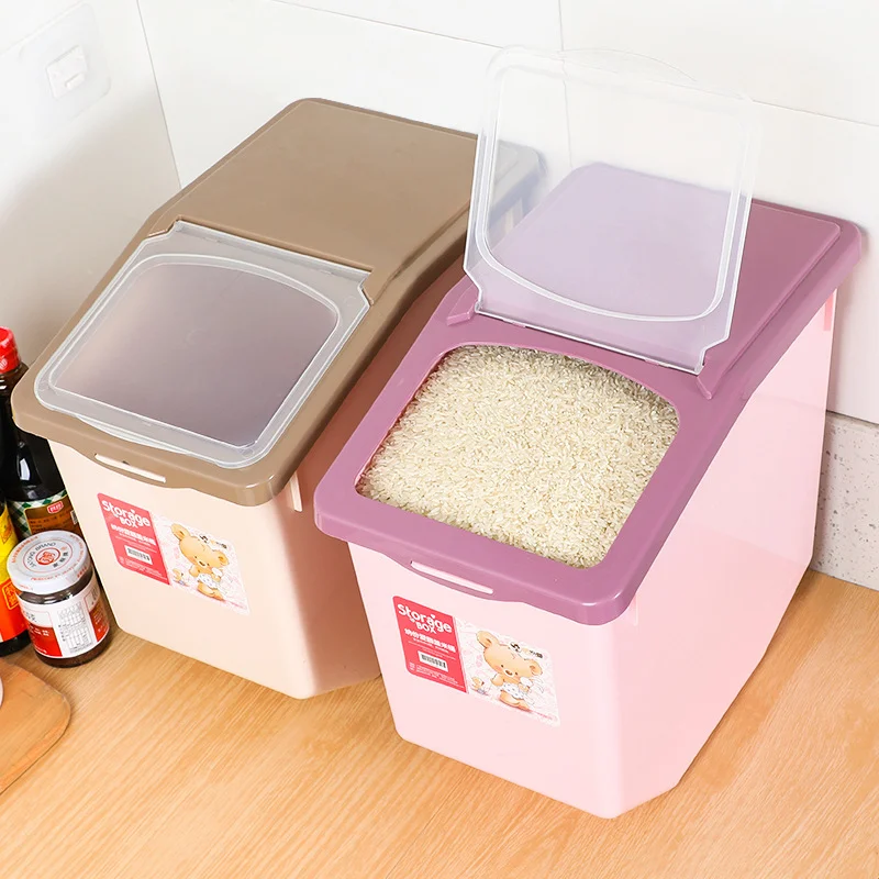 Wholesale 10kg 15kg Pp Rice Container With Wheel Rice Storage Box