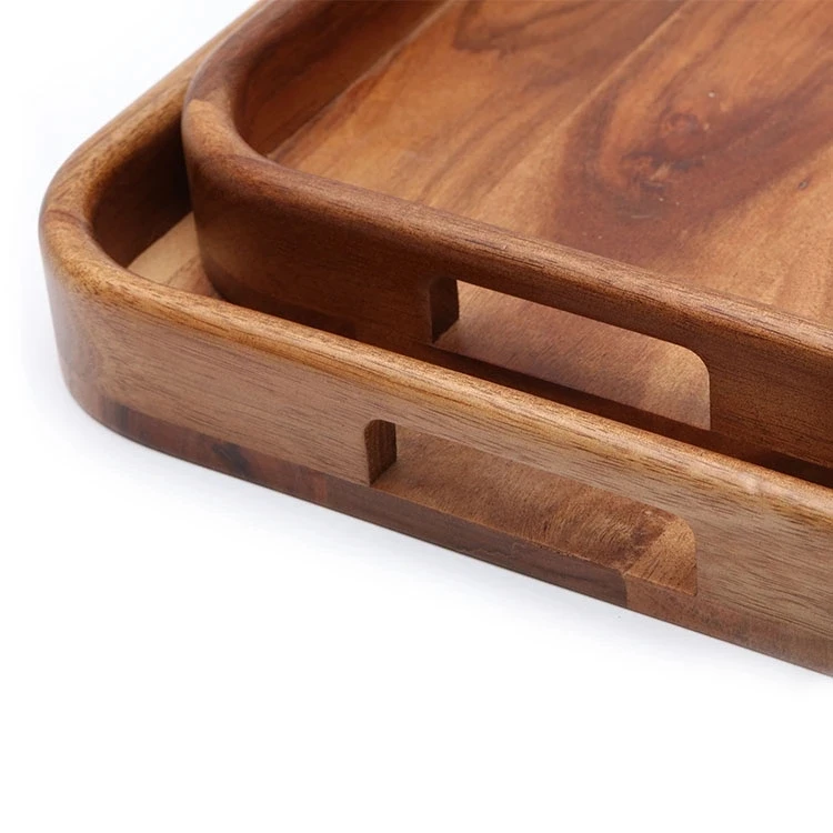 Hot Selling Wholesale Acacia Wood Square Breakfast Serving Tray With ...