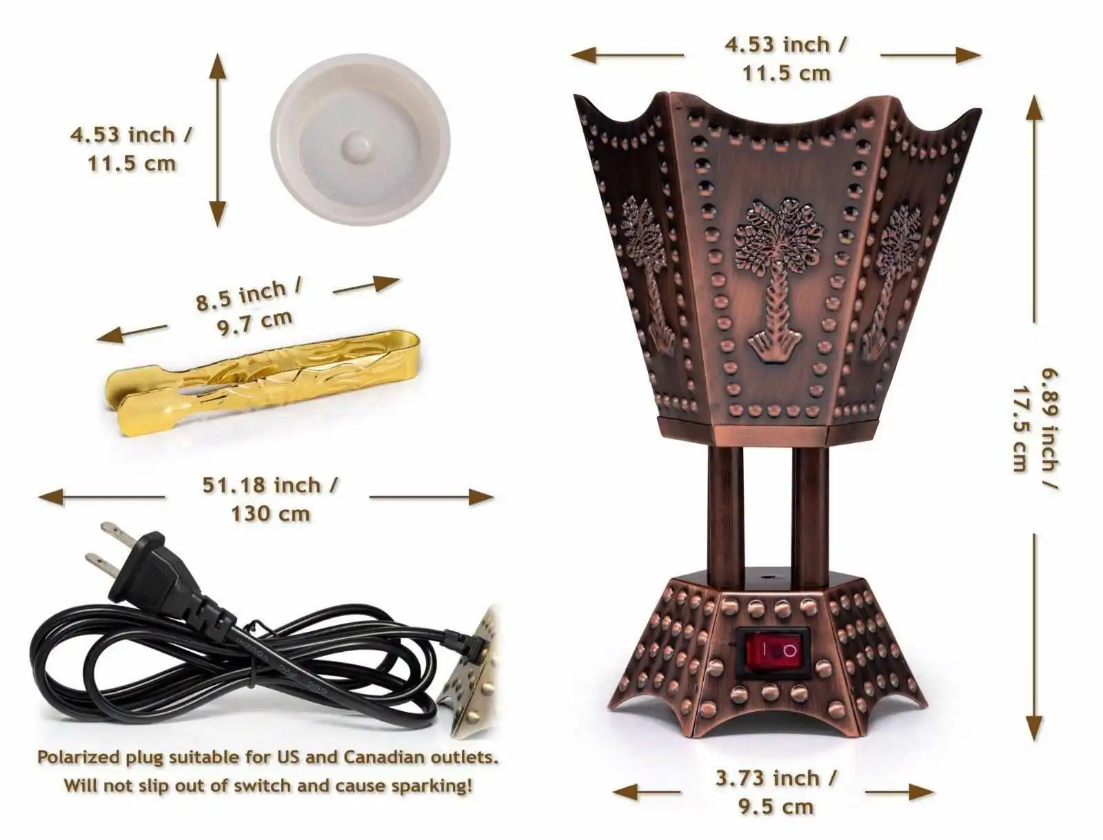 Incense Burner Brass Bakhoo Arabic Bakhoor Electric Incense Burner