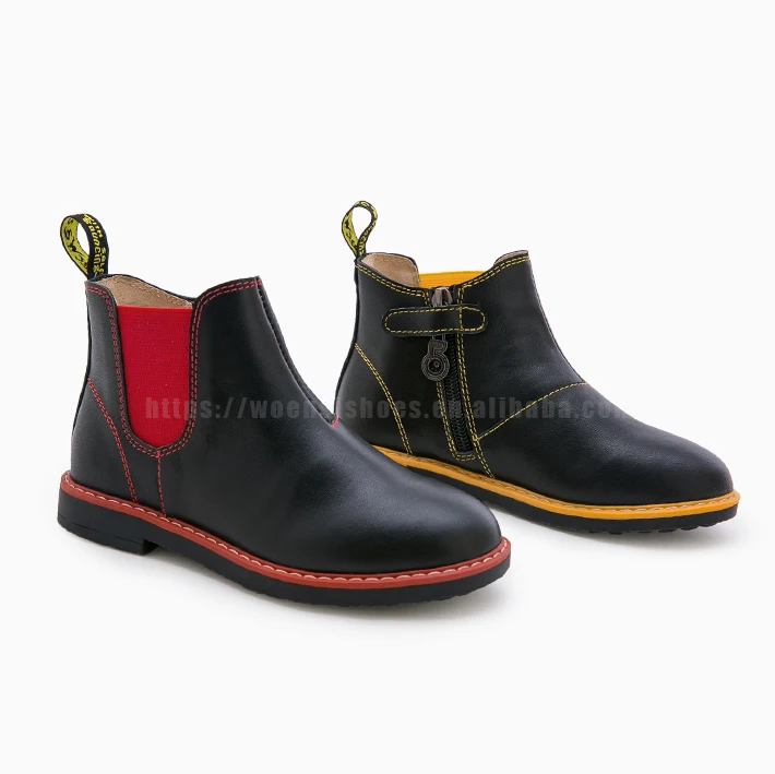 2022 New OEM fancy quality PU chelsea boots unisex kids Contrast Color ankle boots shoes for boys