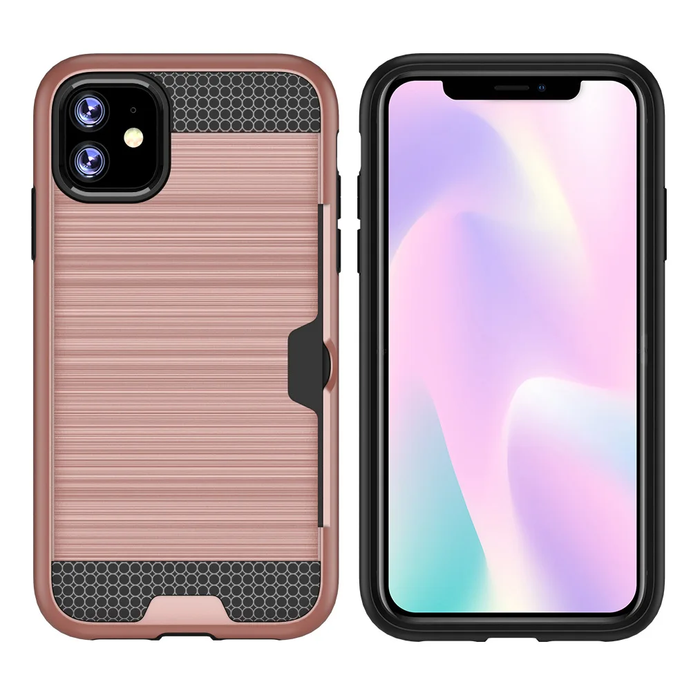 Armor Brushed Card Slot wallet cover For iphone 11 11 pro 11 pro max phone case