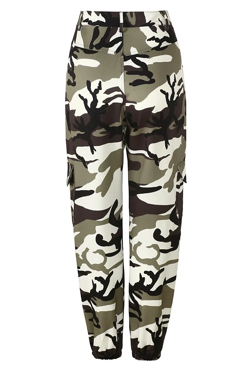 New Women Camo Cargo High Waist Hip Hop Trousers Military Army Combat ...