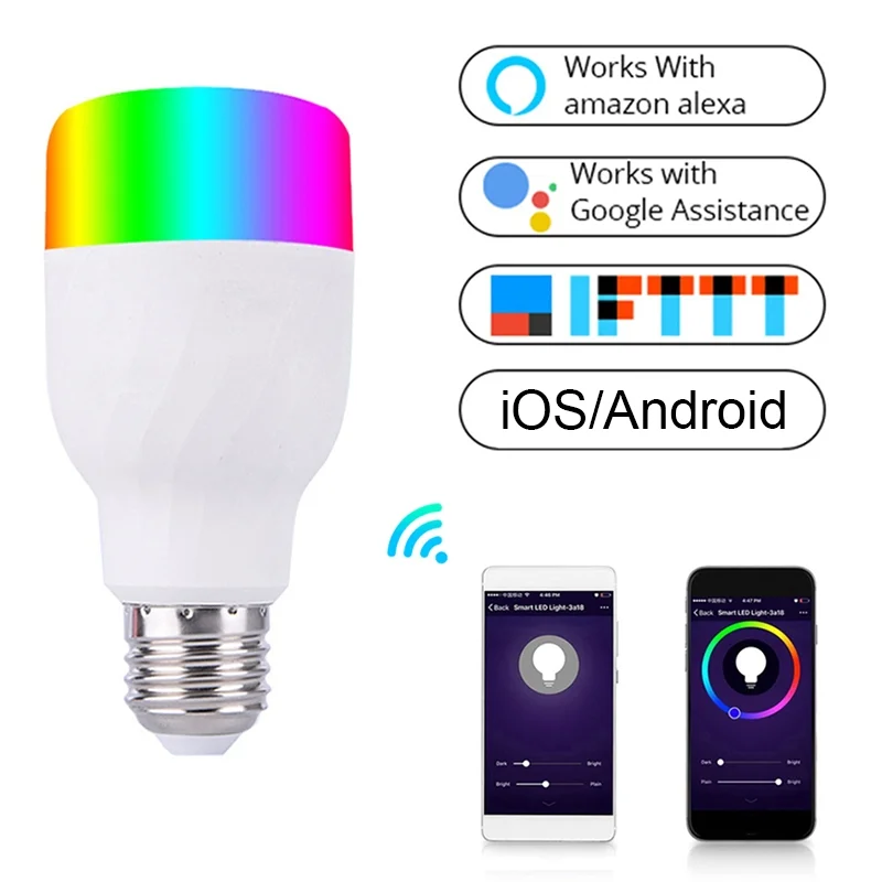 Factory Price E27 E26 B22 A60 RGB RGBCW Dimming WIFI Smart LED Light Bulb