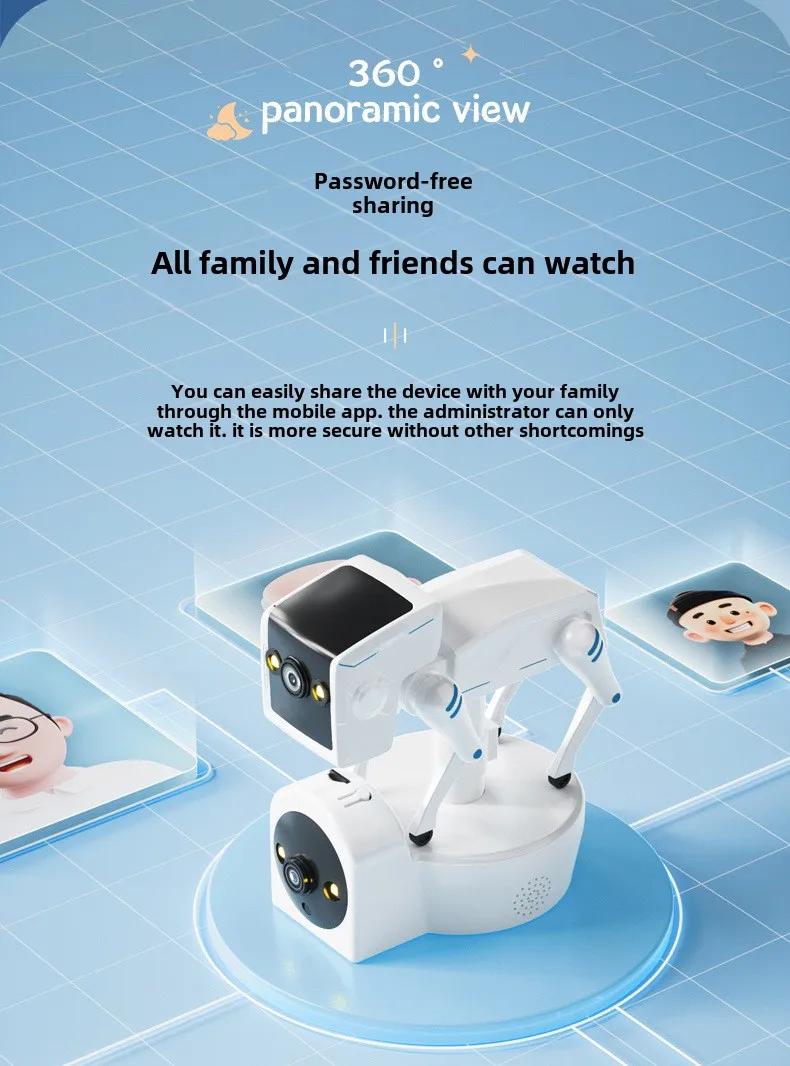 Cloudbirds V360pro 2M Pixel Wireless Wifi Binocular Dog Camera CMOS Sensor Motion Detection Cute Design Safety Indoor IP65 Cloud