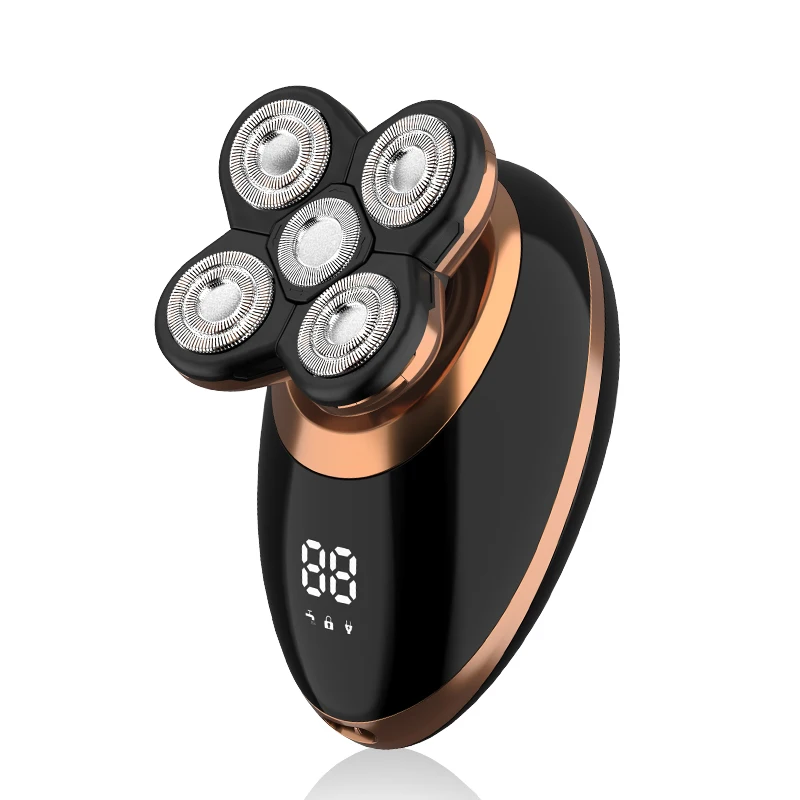 
5 Shaving Heads Blades Waterproof USB Rechargeable Men Haircut Facial Cleansing Brush Nose Hair Trimmer Electric Shaver for men 