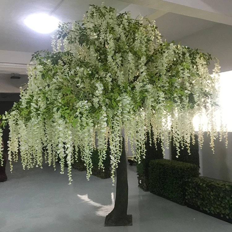 Qslh Vf052 High Quality Silk Wisteria White Artificial Wisteria Tree