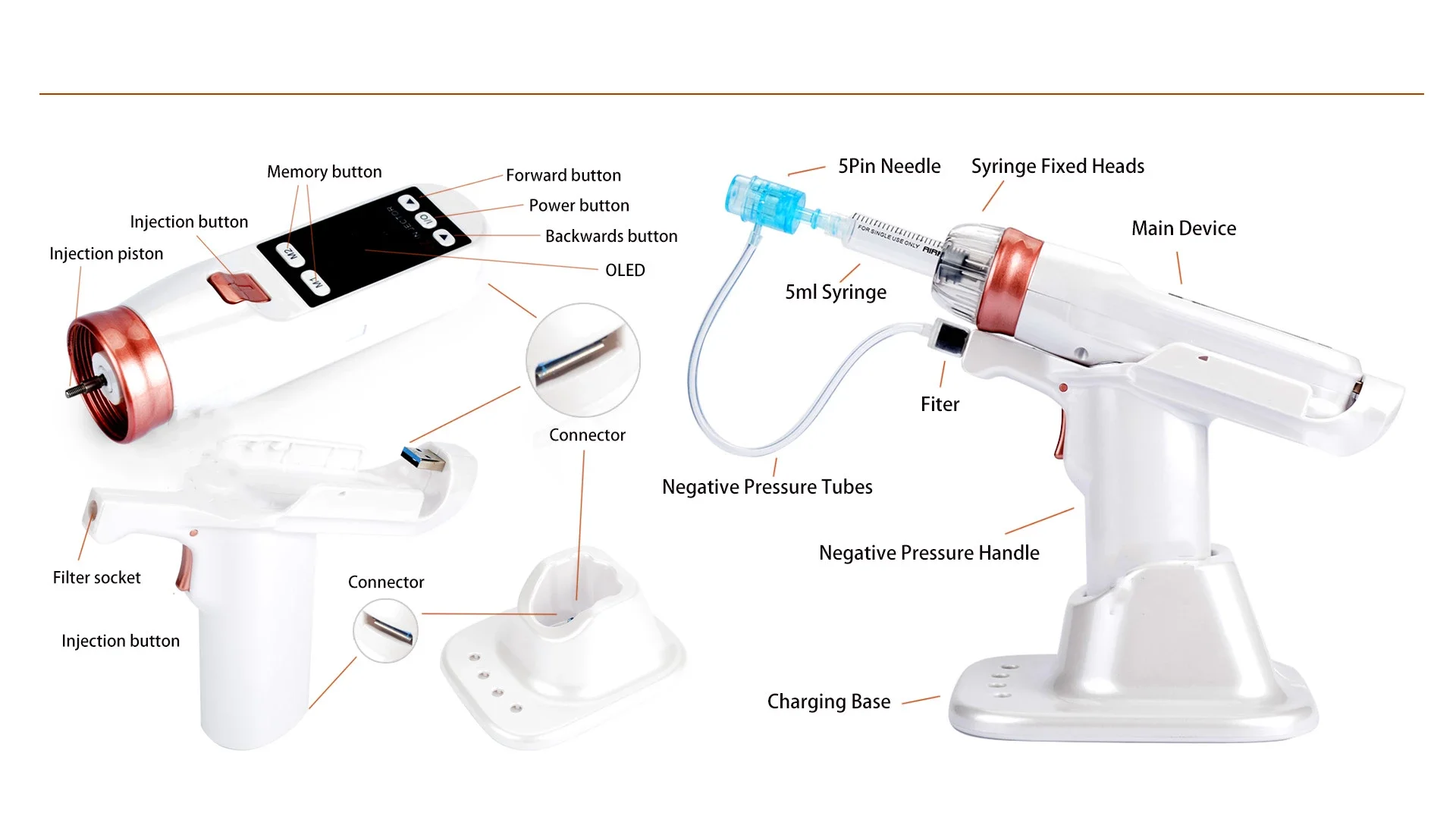 Mesotherapy EZ Negative Pressure Meso guns Mesotherapy Water Injector Needle Free Microcrystal Injection