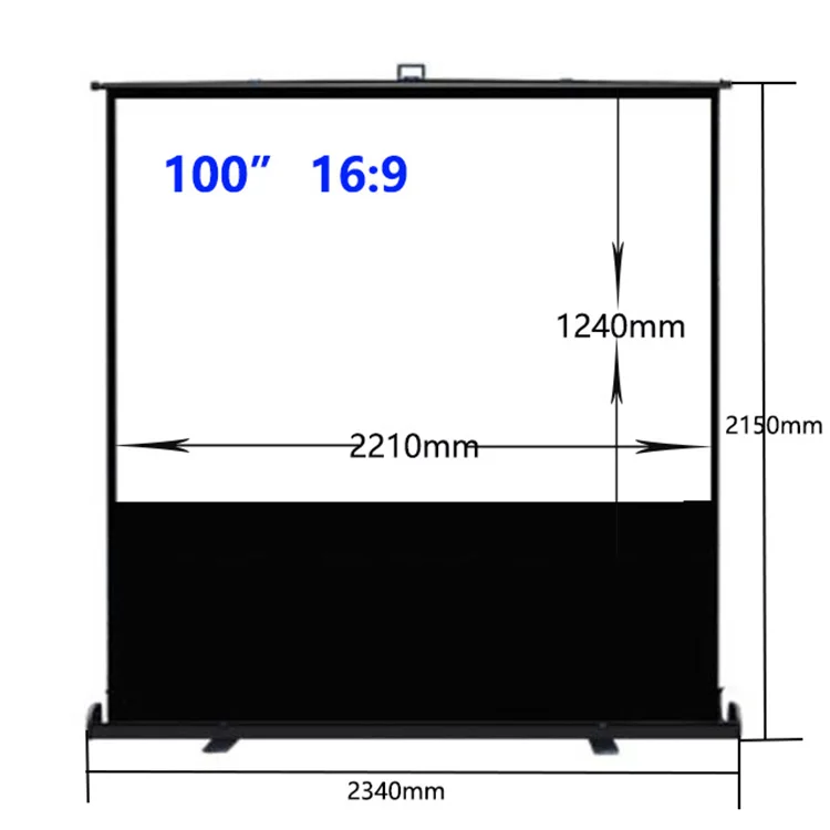 16:9 Proportion 100 Inch Projection Screen For Portable Floor Up Screen