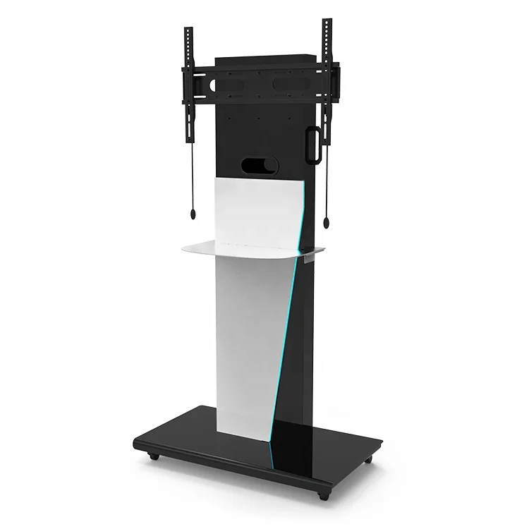 Height Adjustable Free Standing Moveable Tv Cart For 55 Inch Screen