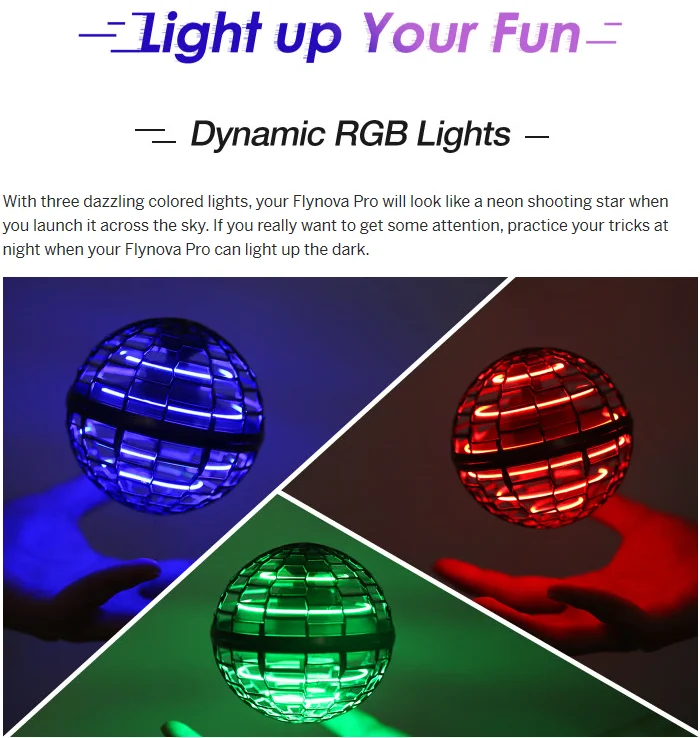 Flynova Pro:Boomerang spinner with endless tricks Dynamic lights Safe for children Drop-resistant Tripled battery life