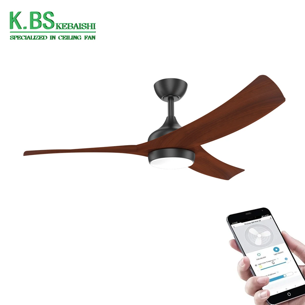 52 Inch 3 Solid Wood Blade Ceiling Fans Modern Smart Ventilation Ceiling  Fan With Light And Remote Control