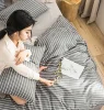 Duvets comforters 100% cotton luxury grey print stripe bed sheet bedding set bedding article