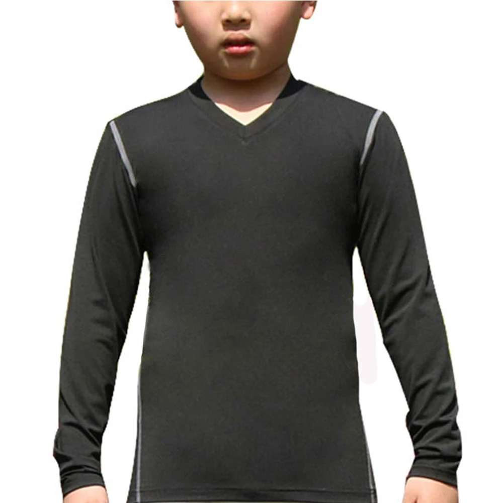 COOLOMG Boys Thermal Shirt Long Sleeve Youth Girls Fleece Baselayer Football Baseball Undershirt Compression Tops 