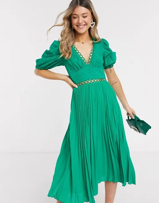 pleated tea dress