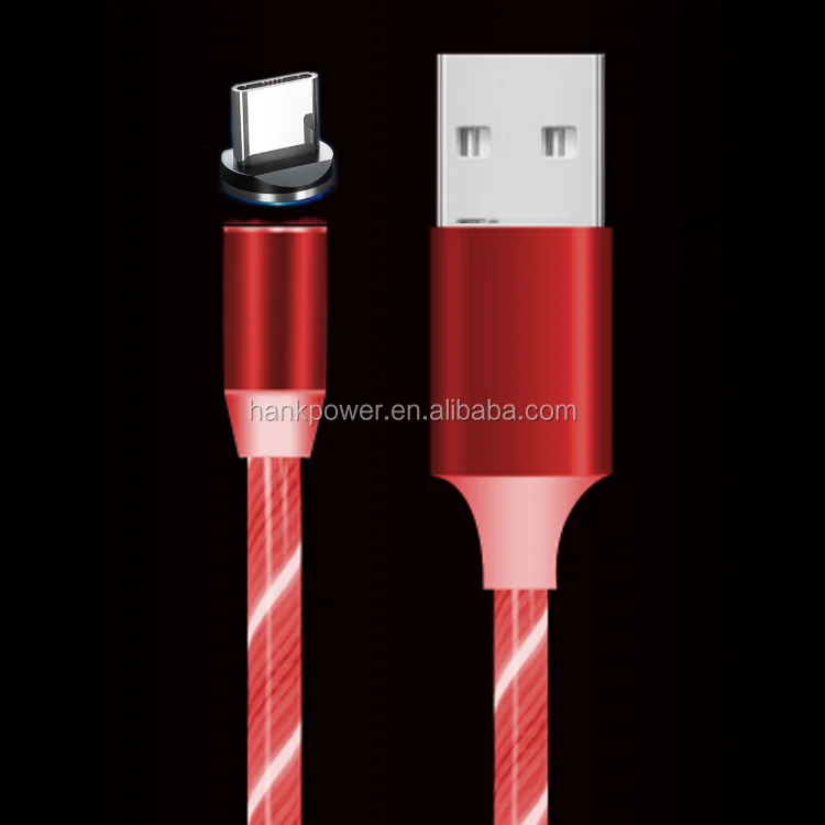 2020 3 in 1 LED Glow Flowing magnetic Charger usb led cable Micro USB Type C 8Pin Charging for iPhone all in one magnet Cable - ANKUX.COM