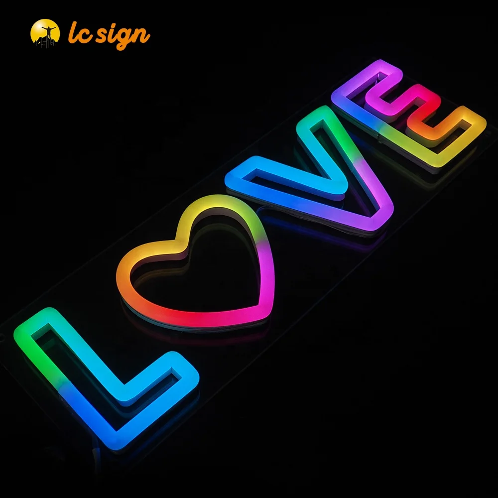 Free sign up wedding decoration neon love sign light up letters neon signs