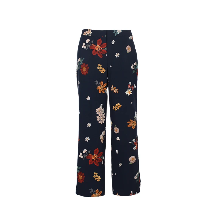 
Wholesale new fashion design full length ladies polyester spandex printing floral pants woman 