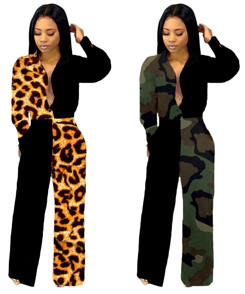 patchwork camo jumpsuit