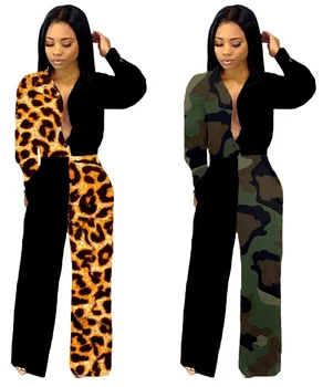 patchwork camouflage jumpsuit