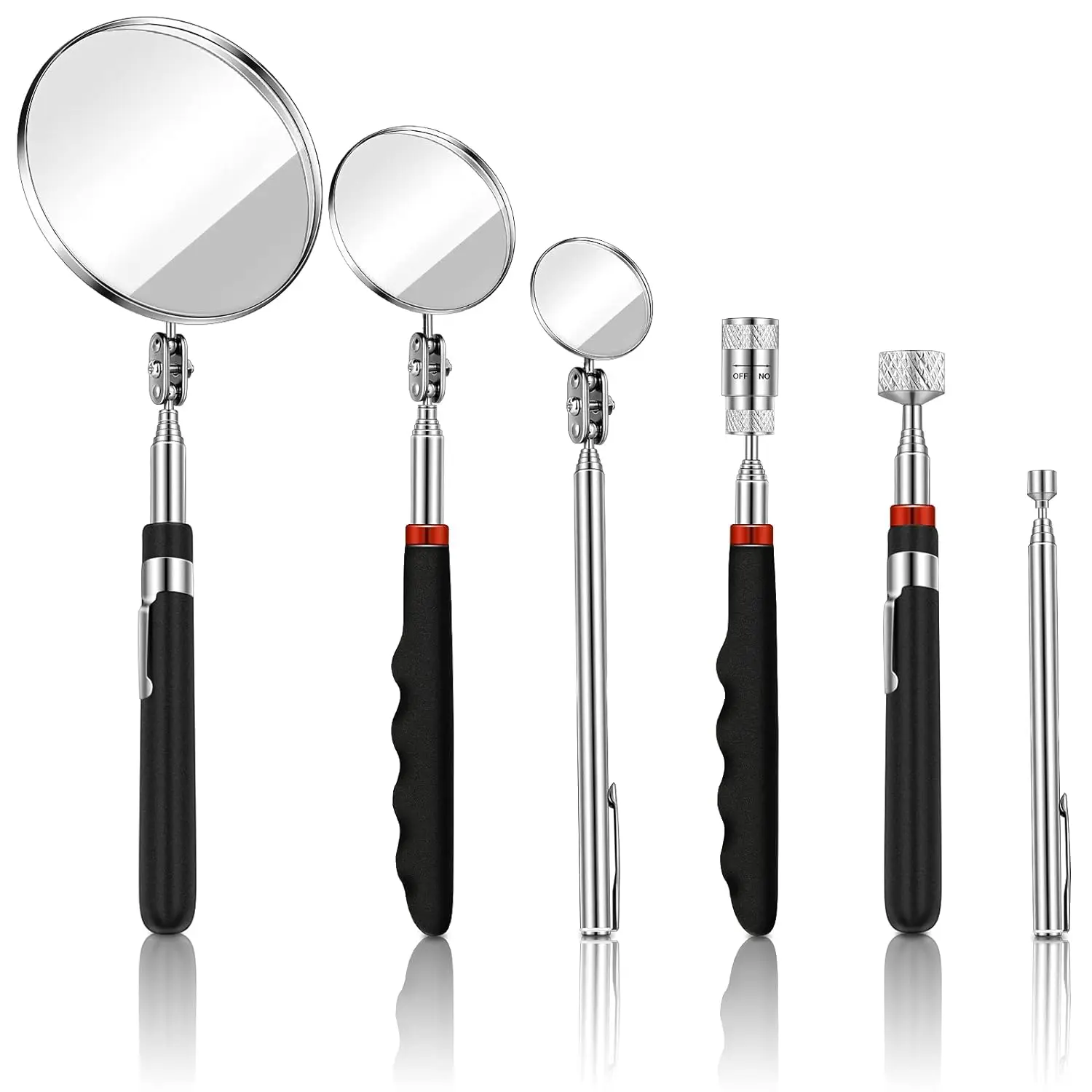 6pc Telescopic Pick Up Tool Set Telescoping Inspection Mirror